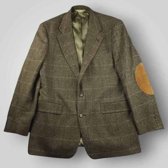 Evan Picone Blazer Sport Coat 40R Mens Vtg Classic Fit Wool Elbow Patch Brown - Picture 3 of 10